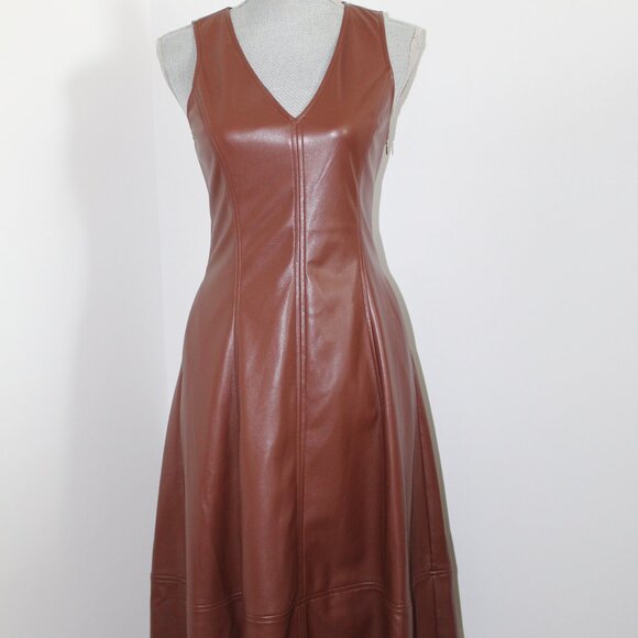 NWT Paige FIORELLA DRESS PETITE FRENCH PRESS Faux Leather - Picture 4 of 10